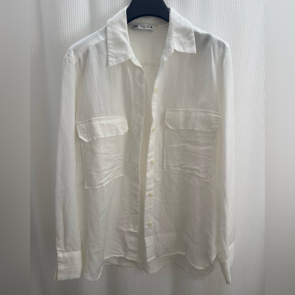Zara White Button-Up Shirt